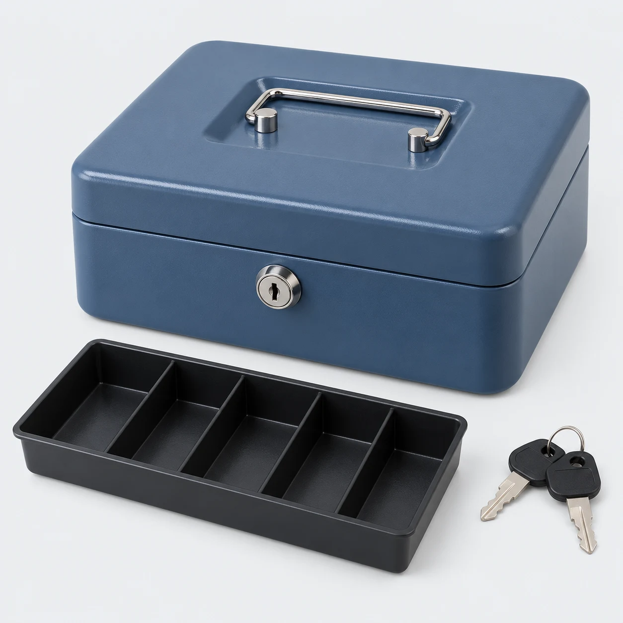 Small cash box with tray
